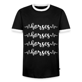 Pferde Reiten Weißer Hintergrund Pferd Tier - Männer Kontrast-T-Shirt - Schwarz/Weiß - Vorne - AI Model Female 172 light (172cm) & AI Model Male 178 light (178cm)
