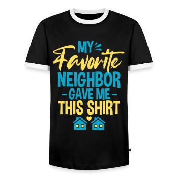 Mein Lieblingsnachbar hat mir das gegeben - Männer Kontrast-T-Shirt - Schwarz/Weiß - Vorne - AI Model Female 172 light (172cm) & AI Model Male 178 light (178cm)