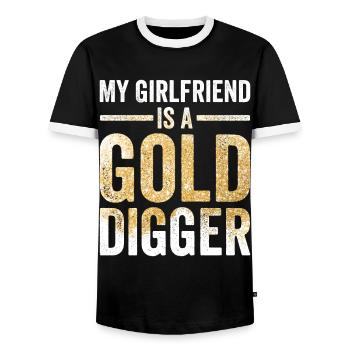 Drôle d’orpaillage Chercheur d’or Mon ami Gol - T-shirt contrasté Homme - noir/blanc - Devant - AI Model Female 172 light (172cm) & AI Model Male 178 light (178cm)