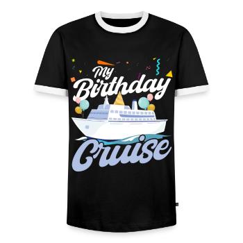 My Birthday Cruise - Men's Ringer Shirt - black/white - Front - AI Model Female 172 light (172cm) & AI Model Male 178 light (178cm)