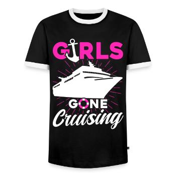 Girls Gone Cruising - Men's Ringer Shirt - black/white - Front - AI Model Female 172 light (172cm) & AI Model Male 178 light (178cm)