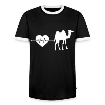Kamel Herzschlag - Männer Kontrast-T-Shirt - Schwarz/Weiß - Vorne - AI Model Female 172 light (172cm) & AI Model Male 178 light (178cm)