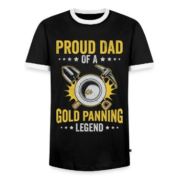 Funny gold panning Proud father of a gold washer - Men's Ringer Shirt - black/white - Front - AI Model Female 172 light (172cm) & AI Model Male 178 light (178cm)