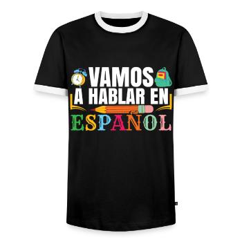 Spanish Class Teacher Bilingual School - Men's Ringer Shirt - black/white - Front - AI Model Female 172 light (172cm) & AI Model Male 178 light (178cm)