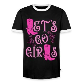 Laisse aller les filles Jga Femmes - T-shirt contrasté Homme - noir/blanc - Devant - AI Model Female 172 light (172cm) & AI Model Male 178 light (178cm)