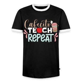 Bilingual Spanish Teacher - Men's Ringer Shirt - black/white - Front - AI Model Female 172 light (172cm) & AI Model Male 178 light (178cm)