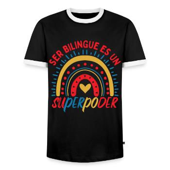 Spanish Teacher Back To School - Men's Ringer Shirt - black/white - Front - AI Model Female 172 light (172cm) & AI Model Male 178 light (178cm)