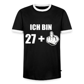 28 Geburtstag - Männer Kontrast-T-Shirt - Schwarz/Weiß - Vorne - AI Model Female 172 light (172cm) & AI Model Male 178 light (178cm)