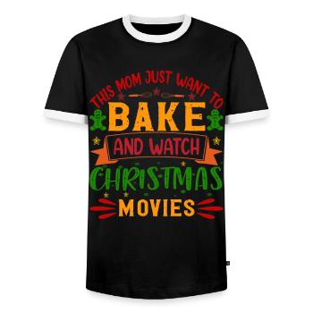 Christmas Baking Mother - Men's Ringer Shirt - black/white - Front - AI Model Female 172 light (172cm) & AI Model Male 178 light (178cm)