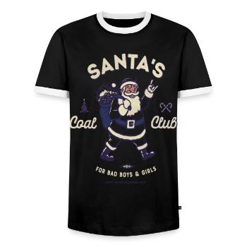 Christmas Santa's Coal Club - Men's Ringer Shirt - black/white - Front - AI Model Female 172 light (172cm) & AI Model Male 178 light (178cm)