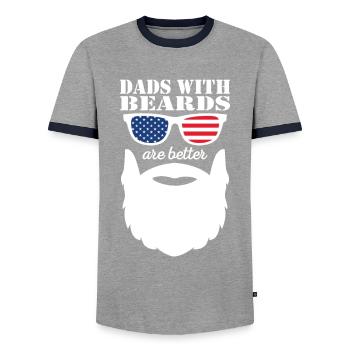 Papa barbu avec barbe Cool Père Porteur de barbe - T-shirt contrasté Homme - gris/marine  - Devant - AI Model Female 172 light (172cm) & AI Model Male 178 light (178cm)