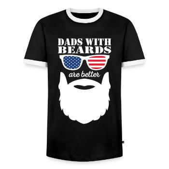 Bearded Dad with Beard Cool Father Beard Wearer - Men's Ringer Shirt - black/white - Front - AI Model Female 172 light (172cm) & AI Model Male 178 light (178cm)
