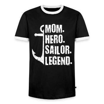 Segeln Segler Segelboot Mama - Männer Kontrast-T-Shirt - Schwarz/Weiß - Vorne - AI Model Female 172 light (172cm) & AI Model Male 178 light (178cm)
