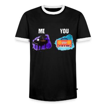 Ich Du - Pianiste Pianiste - T-shirt contrasté Homme - noir/blanc - Devant - AI Model Female 172 light (172cm) & AI Model Male 178 light (178cm)