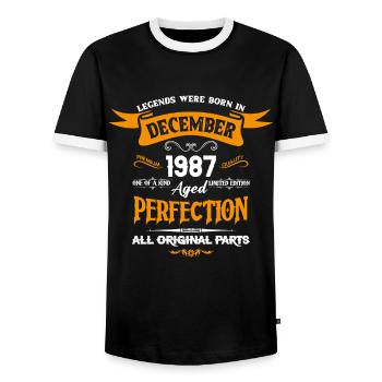 Legends Were Born In December 1987 - Männer Kontrast-T-Shirt - Schwarz/Weiß - Vorne - AI Model Female 172 light (172cm) & AI Model Male 178 light (178cm)