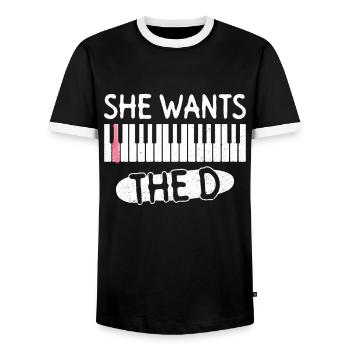 She Wants The D - Pianiste Pianiste - T-shirt contrasté Homme - noir/blanc - Devant - AI Model Female 172 light (172cm) & AI Model Male 178 light (178cm)