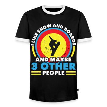 Snowboarding Snow And Boards Snowboarder Winter - Männer Kontrast-T-Shirt - Schwarz/Weiß - Vorne - AI Model Female 172 light (172cm) & AI Model Male 178 light (178cm)
