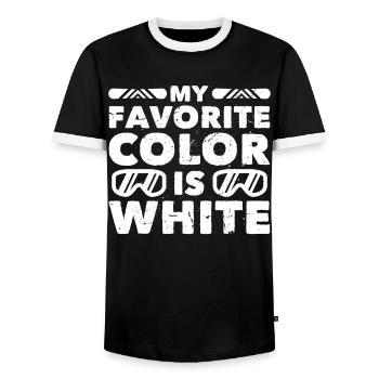 Snowboarder à Happy When I Can Snowboard - T-shirt contrasté Homme - noir/blanc - Devant - AI Model Female 172 light (172cm) & AI Model Male 178 light (178cm)