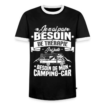 Pas besoin de thérapie, besoin de mon camping-car - T-shirt contrasté Homme - noir/blanc - Devant - AI Model Female 172 light (172cm) & AI Model Male 178 light (178cm)