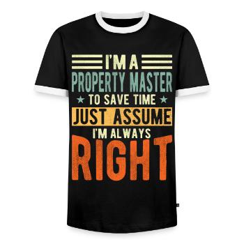 Master Immobilier - T-shirt contrasté Homme - noir/blanc - Devant - AI Model Female 172 light (172cm) & AI Model Male 178 light (178cm)