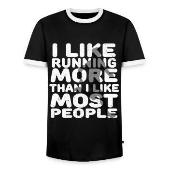 jogging jogger course course marathon en cours d'exécution - T-shirt contrasté Homme - noir/blanc - Devant - AI Model Female 172 light (172cm) & AI Model Male 178 light (178cm)
