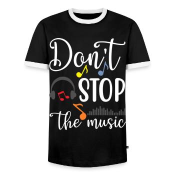 Don't Stop The Music - Männer Kontrast-T-Shirt - Schwarz/Weiß - Vorne - AI Model Female 172 light (172cm) & AI Model Male 178 light (178cm)