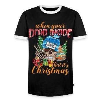When You're Dead Inside But It's Christmas - Men's Ringer Shirt - black/white - Front - AI Model Female 172 light (172cm) & AI Model Male 178 light (178cm)