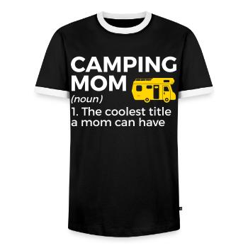 Camping Camping Camping-car - T-shirt contrasté Homme - noir/blanc - Devant - AI Model Female 172 light (172cm) & AI Model Male 178 light (178cm)