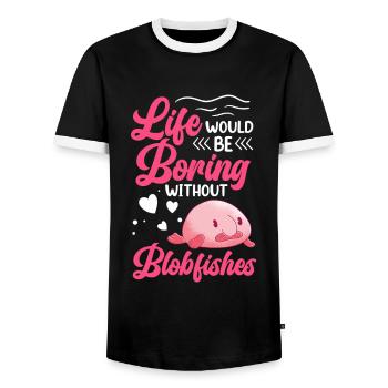 Life would be boring without blob fish - Men's Ringer Shirt - black/white - Front - AI Model Female 172 light (172cm) & AI Model Male 178 light (178cm)