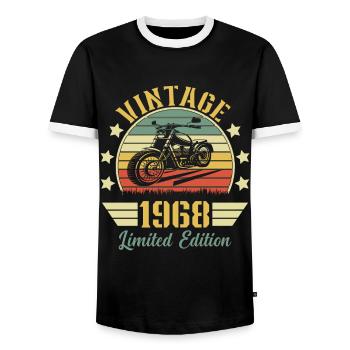 Vintage 1968 Retro Motorcycle Birthday Gift - Men's Ringer Shirt - black/white - Front - AI Model Female 172 light (172cm) & AI Model Male 178 light (178cm)