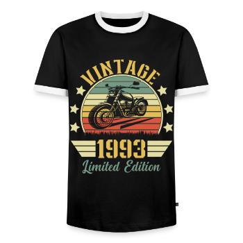 Vintage 1993 Retro Motorcycle Birthday Gift - Men's Ringer Shirt - black/white - Front - AI Model Female 172 light (172cm) & AI Model Male 178 light (178cm)