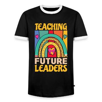 Primary School Teacher Kindergarten Educator - Men's Ringer Shirt - black/white - Front - AI Model Female 172 light (172cm) & AI Model Male 178 light (178cm)