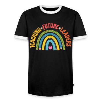 Primary School Teacher Kindergarten Educator - Men's Ringer Shirt - black/white - Front - AI Model Female 172 light (172cm) & AI Model Male 178 light (178cm)