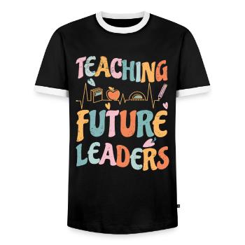 Primary School Teacher Kindergarten Educator - Men's Ringer Shirt - black/white - Front - AI Model Female 172 light (172cm) & AI Model Male 178 light (178cm)