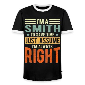 Blacksmith - Men's Ringer Shirt - black/white - Front - AI Model Female 172 light (172cm) & AI Model Male 178 light (178cm)