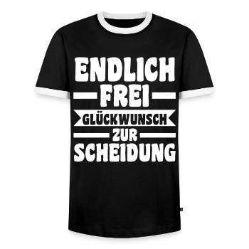Scheidungsparty Geschieden Scheidung - Männer Kontrast-T-Shirt - Schwarz/Weiß - Vorne - AI Model Female 172 light (172cm) & AI Model Male 178 light (178cm)