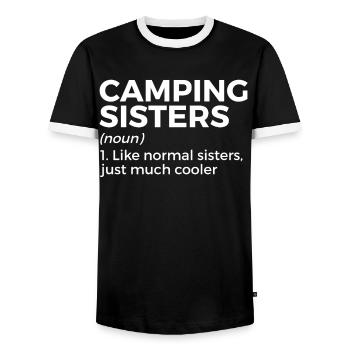 Camping Camping Camping-car - T-shirt contrasté Homme - noir/blanc - Devant - AI Model Female 172 light (172cm) & AI Model Male 178 light (178cm)
