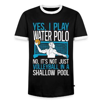 Water Polo Yes, I Play Water Polo - Männer Kontrast-T-Shirt - Schwarz/Weiß - Vorne - AI Model Female 172 light (172cm) & AI Model Male 178 light (178cm)