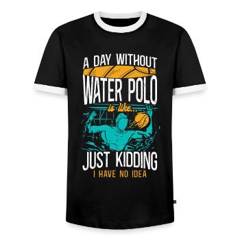 Water Polo A Day Without Water - Men's Ringer Shirt - black/white - Front - AI Model Female 172 light (172cm) & AI Model Male 178 light (178cm)