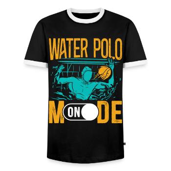 Water Polo Water Polo Mode On - Men's Ringer Shirt - black/white - Front - AI Model Female 172 light (172cm) & AI Model Male 178 light (178cm)