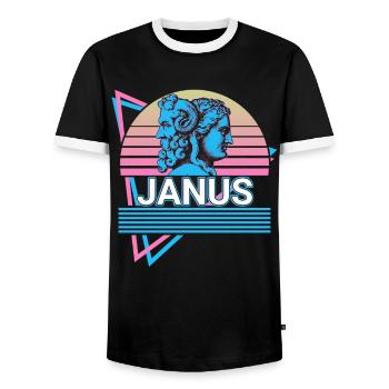 Janus God Ancient Greek Greek mythology Re - Men's Ringer Shirt - black/white - Front - AI Model Female 172 light (172cm) & AI Model Male 178 light (178cm)