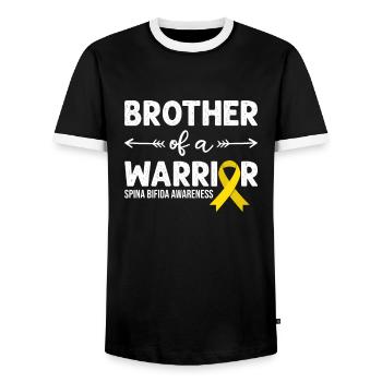 Brother Of A Warrior, Yellow Ribbon Spina Bifida - Men's Ringer Shirt - black/white - Front - AI Model Female 172 light (172cm) & AI Model Male 178 light (178cm)