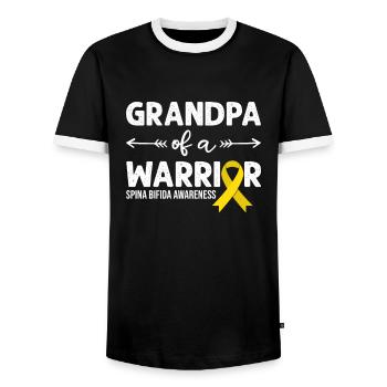Grandpa Of A Warrior, Yellow Ribbon Spina Bifida - Men's Ringer Shirt - black/white - Front - AI Model Female 172 light (172cm) & AI Model Male 178 light (178cm)