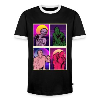 Zombie Halloween Gruselig - Männer Kontrast-T-Shirt - Schwarz/Weiß - Vorne - AI Model Female 172 light (172cm) & AI Model Male 178 light (178cm)