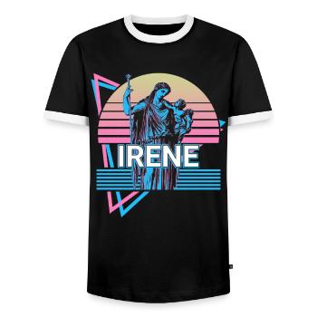 Irene Göttin Altgriechisch Griechische Mythologie - Männer Kontrast-T-Shirt - Schwarz/Weiß - Vorne - AI Model Female 172 light (172cm) & AI Model Male 178 light (178cm)