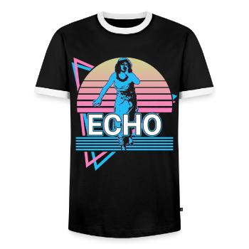 Déesse Echo Mythologie grecque antique - T-shirt contrasté Homme - noir/blanc - Devant - AI Model Female 172 light (172cm) & AI Model Male 178 light (178cm)