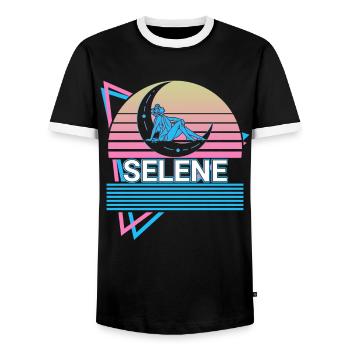 Selene goddess Ancient Greek Greek mythology - Men's Ringer Shirt - black/white - Front - AI Model Female 172 light (172cm) & AI Model Male 178 light (178cm)