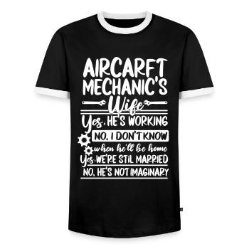 Flugzeug Mechaniker - Männer Kontrast-T-Shirt - Schwarz/Weiß - Vorne - AI Model Female 172 light (172cm) & AI Model Male 178 light (178cm)