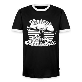 Flugzeug Mechaniker - Männer Kontrast-T-Shirt - Schwarz/Weiß - Vorne - AI Model Female 172 light (172cm) & AI Model Male 178 light (178cm)