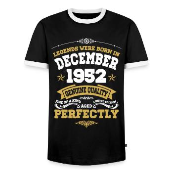 Millésime parfaitement vieilli décembre 1952 - T-shirt contrasté Homme - noir/blanc - Devant - AI Model Female 172 light (172cm) & AI Model Male 178 light (178cm)